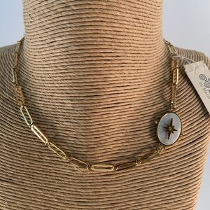 Trades By Haim Shahar Gold plated Link Chain Necklace with Mother of Pearl Spain